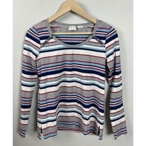 Anthropologie Postmark Juliette Striped Raglan Top Size Small Cotton Stretch Wms